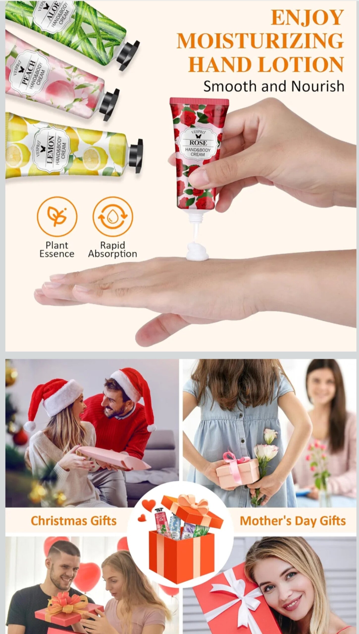 ON THE GO ORGANIC SCENTED PLANT HAND CREAM 28pcs GIFT SET